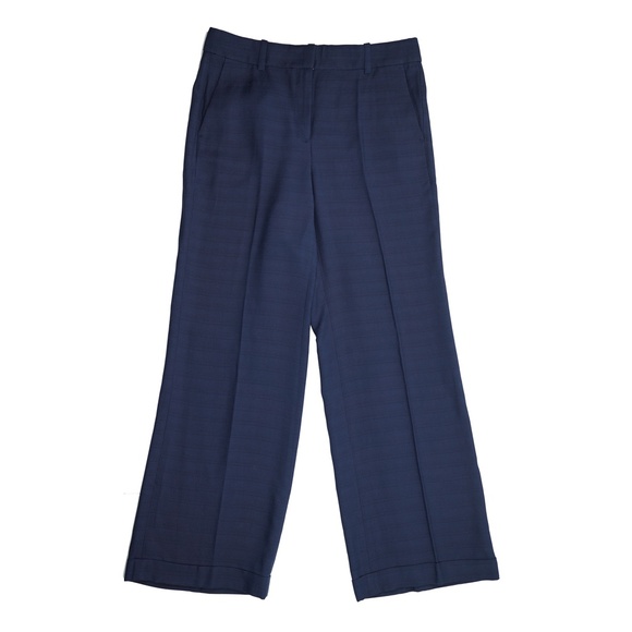 New JCREW Size 10 Cuffed Wide-Leg Trouser Pant in Luster Canvas Navy $168 CK020 - Picture 2 of 4